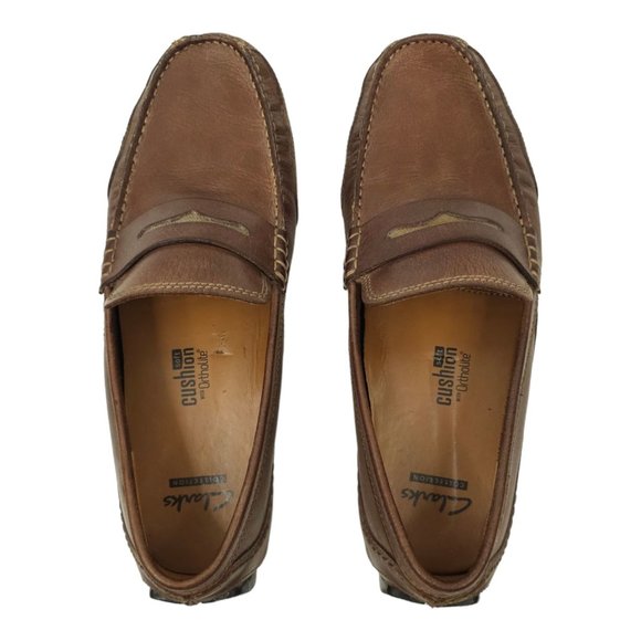 Clarks Collection Driving Mocs Penny Loafers Mens 9 Casual Shoes Brown Slip On - Picture 6 of 12